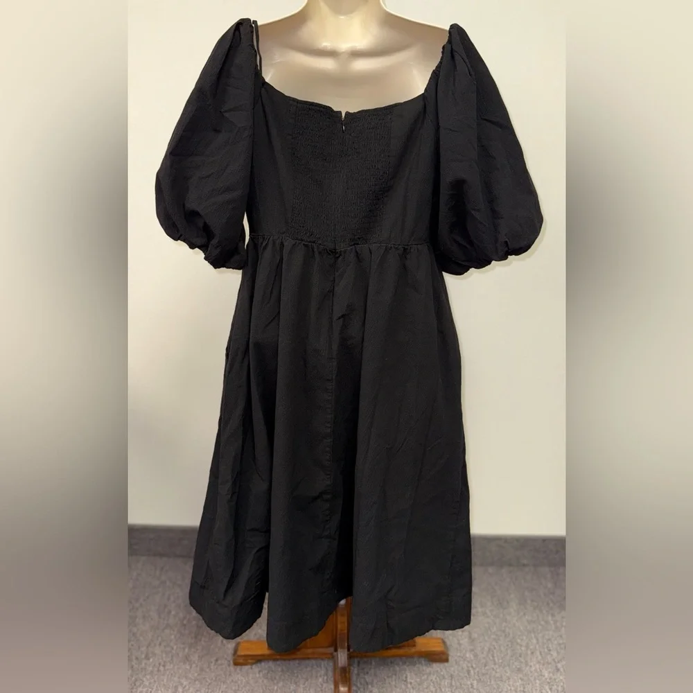 NWT Free Assembly (Medium) Brand New Black Puffer Sleeve Dress - Picture 6 of 7